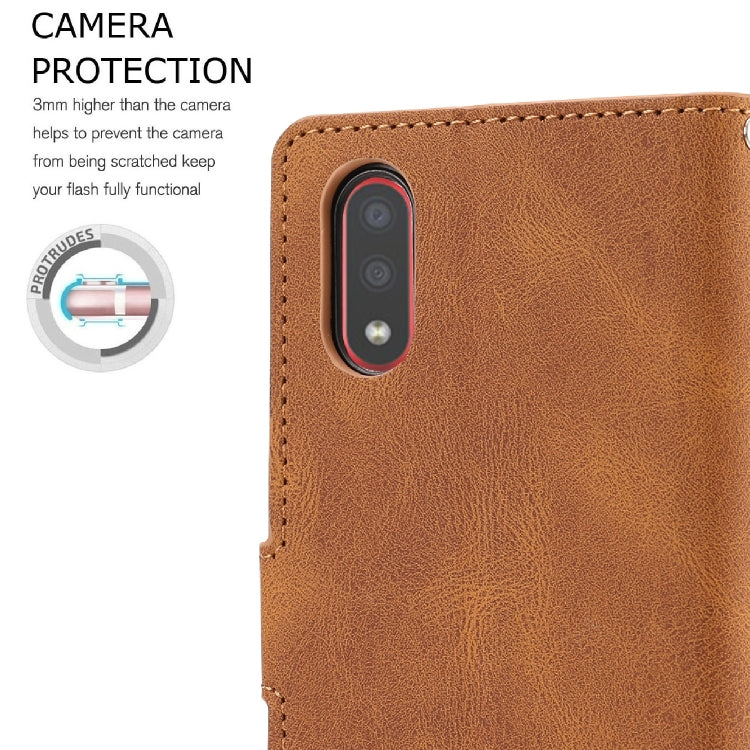 For Samsung Galaxy A01 (EU Version) Fantasy Classic Skin-feel Calfskin Texture Magnetic Buckle Horizontal Flip PU Leather Case with Holder & Card Slot & Wallet