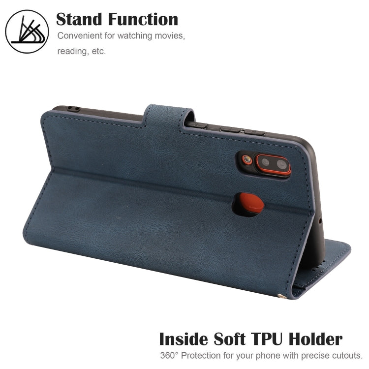 For Samsung Galaxy A20 / A30 Fantasy Classic Skin-feel Calfskin Texture Magnetic Buckle Horizontal Flip PU Leather Case with Holder & Card Slot & Wallet