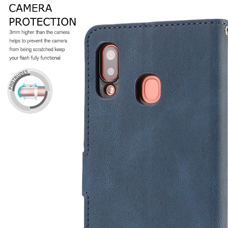 For Samsung Galaxy A20 / A30 Fantasy Classic Skin-feel Calfskin Texture Magnetic Buckle Horizontal Flip PU Leather Case with Holder & Card Slot & Wallet