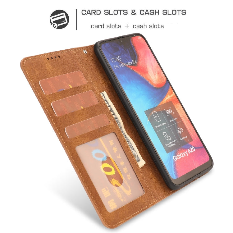 For Samsung Galaxy A20 / A30 Fantasy Classic Skin-feel Calfskin Texture Magnetic Buckle Horizontal Flip PU Leather Case with Holder & Card Slot & Wallet