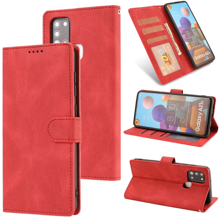 For Samsung Galaxy A21s Fantasy Classic Skin-feel Calfskin Texture Magnetic Buckle Horizontal Flip PU Leather Case with Holder & Card Slot & Wallet
