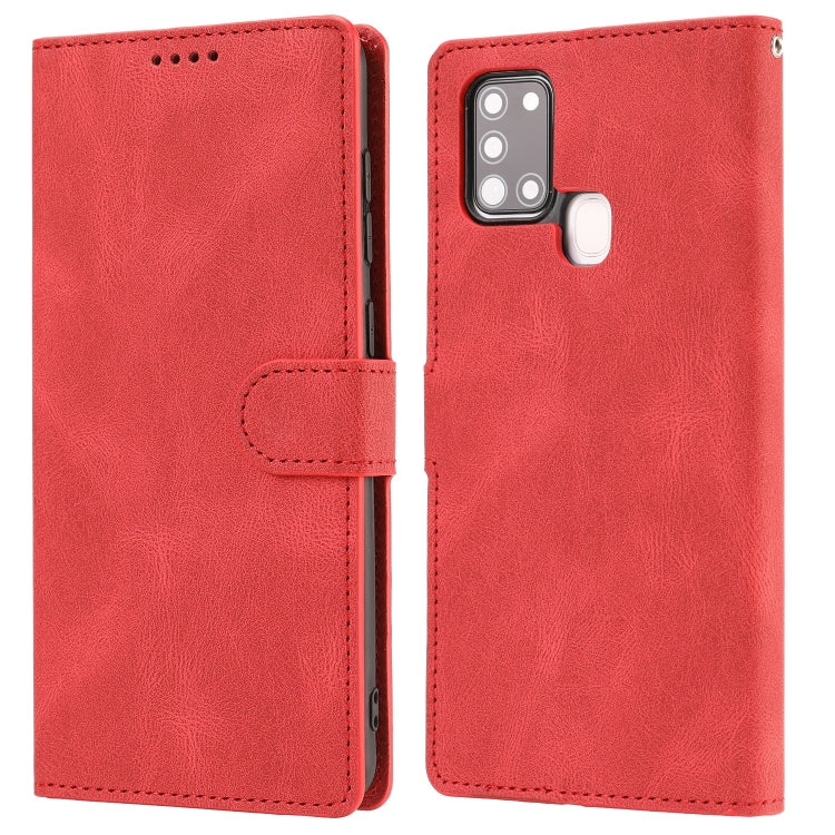For Samsung Galaxy A21s Fantasy Classic Skin-feel Calfskin Texture Magnetic Buckle Horizontal Flip PU Leather Case with Holder & Card Slot & Wallet