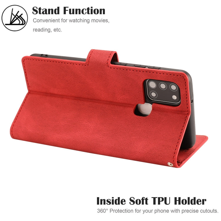 For Samsung Galaxy A21s Fantasy Classic Skin-feel Calfskin Texture Magnetic Buckle Horizontal Flip PU Leather Case with Holder & Card Slot & Wallet