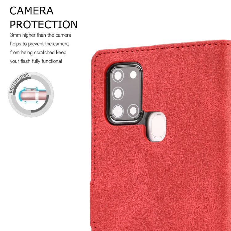 For Samsung Galaxy A21s Fantasy Classic Skin-feel Calfskin Texture Magnetic Buckle Horizontal Flip PU Leather Case with Holder & Card Slot & Wallet