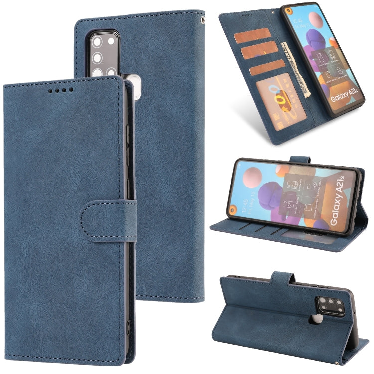 For Samsung Galaxy A21s Fantasy Classic Skin-feel Calfskin Texture Magnetic Buckle Horizontal Flip PU Leather Case with Holder & Card Slot & Wallet