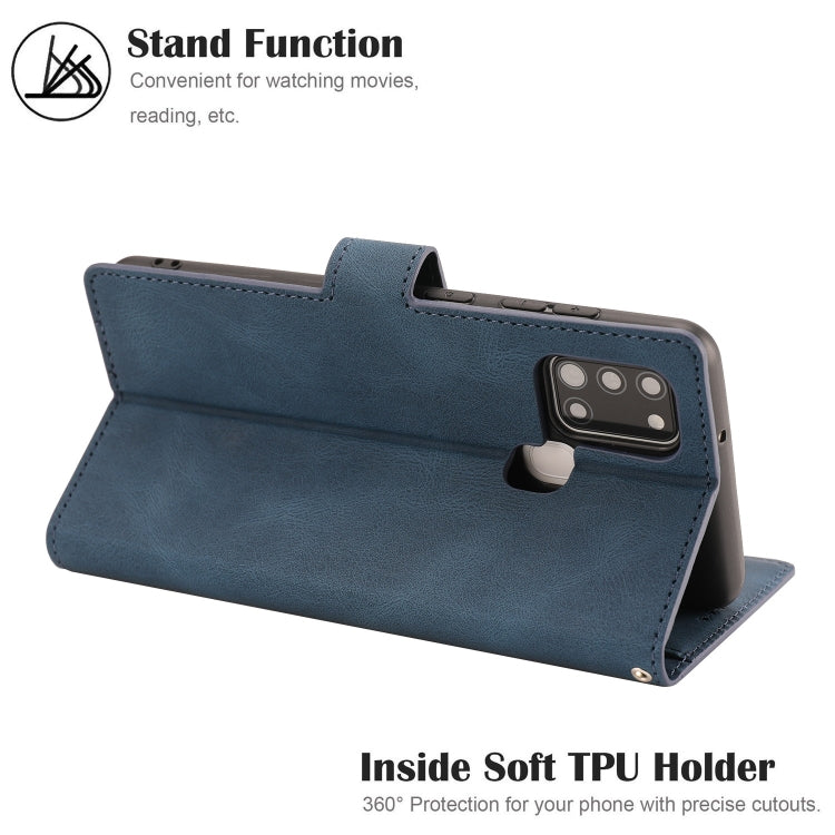 For Samsung Galaxy A21s Fantasy Classic Skin-feel Calfskin Texture Magnetic Buckle Horizontal Flip PU Leather Case with Holder & Card Slot & Wallet