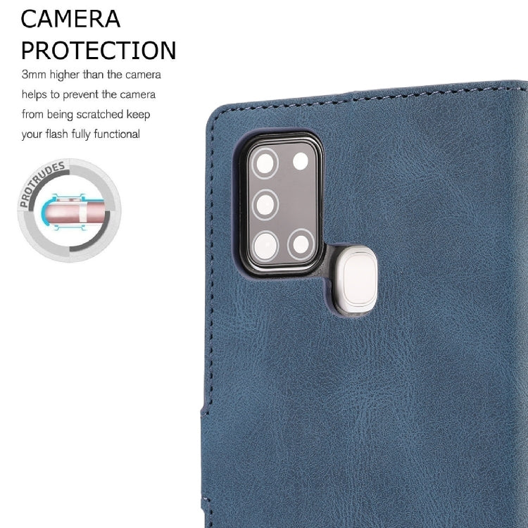 For Samsung Galaxy A21s Fantasy Classic Skin-feel Calfskin Texture Magnetic Buckle Horizontal Flip PU Leather Case with Holder & Card Slot & Wallet