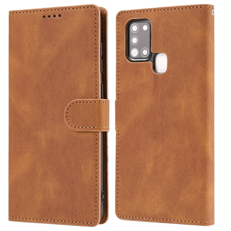 For Samsung Galaxy A21s Fantasy Classic Skin-feel Calfskin Texture Magnetic Buckle Horizontal Flip PU Leather Case with Holder & Card Slot & Wallet