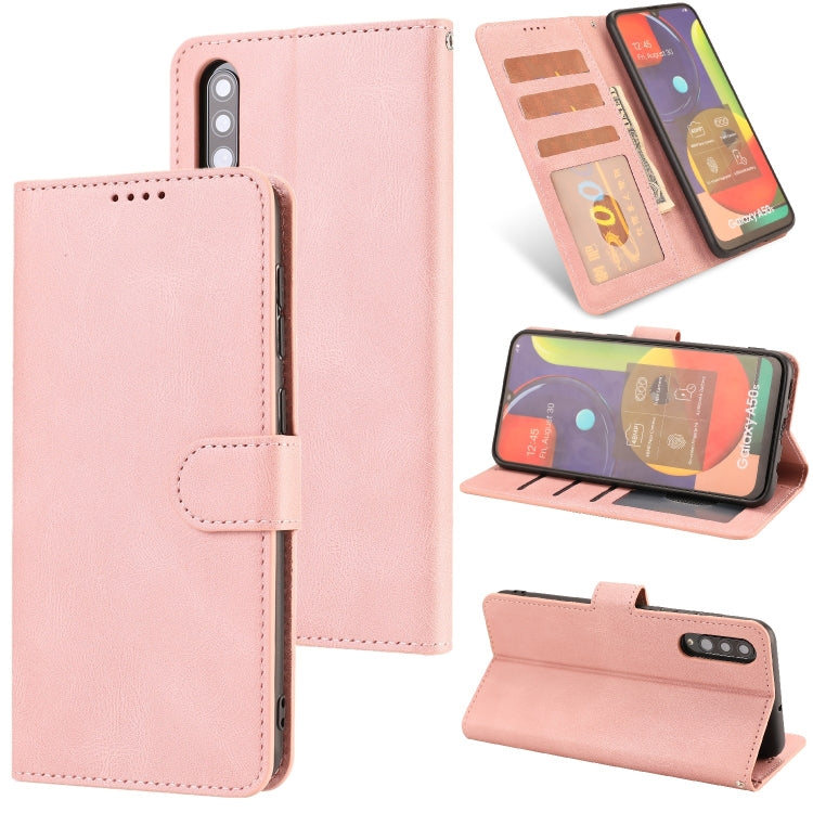 For Samsung Galaxy A50s Fantasy Classic Skin-feel Calfskin Texture Magnetic Buckle Horizontal Flip PU Leather Case with Holder & Card Slot & Wallet