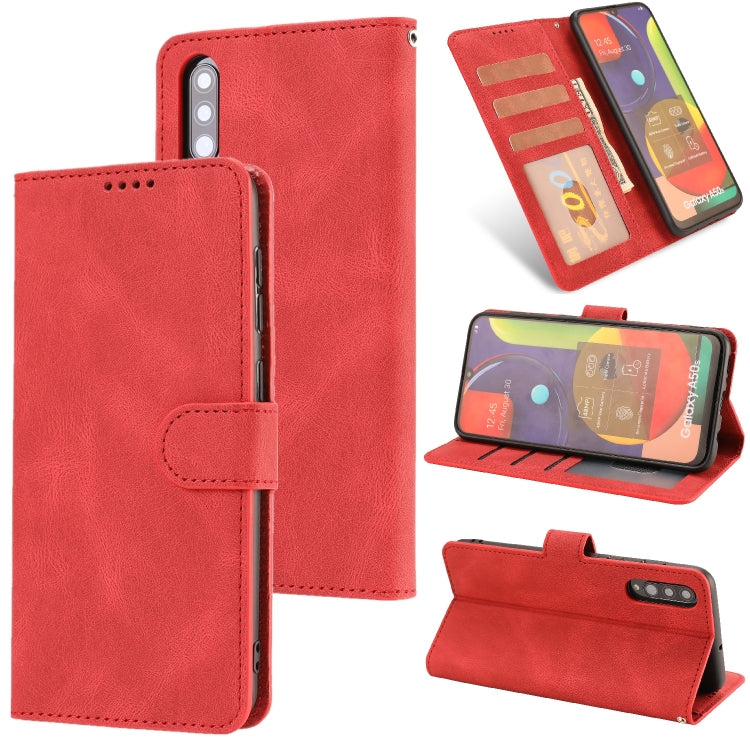 For Samsung Galaxy A50s Fantasy Classic Skin-feel Calfskin Texture Magnetic Buckle Horizontal Flip PU Leather Case with Holder & Card Slot & Wallet