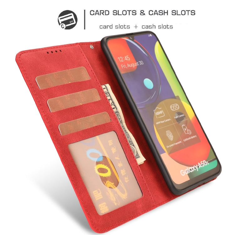 For Samsung Galaxy A50s Fantasy Classic Skin-feel Calfskin Texture Magnetic Buckle Horizontal Flip PU Leather Case with Holder & Card Slot & Wallet