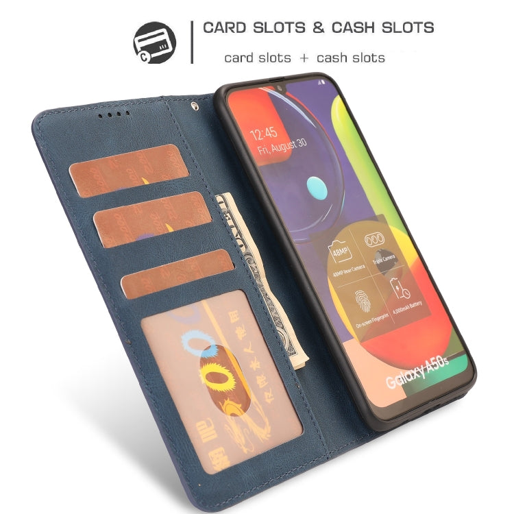 For Samsung Galaxy A50s Fantasy Classic Skin-feel Calfskin Texture Magnetic Buckle Horizontal Flip PU Leather Case with Holder & Card Slot & Wallet