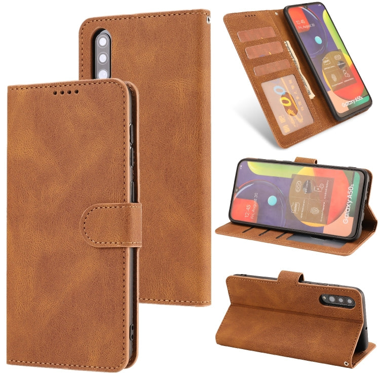 For Samsung Galaxy A50s Fantasy Classic Skin-feel Calfskin Texture Magnetic Buckle Horizontal Flip PU Leather Case with Holder & Card Slot & Wallet