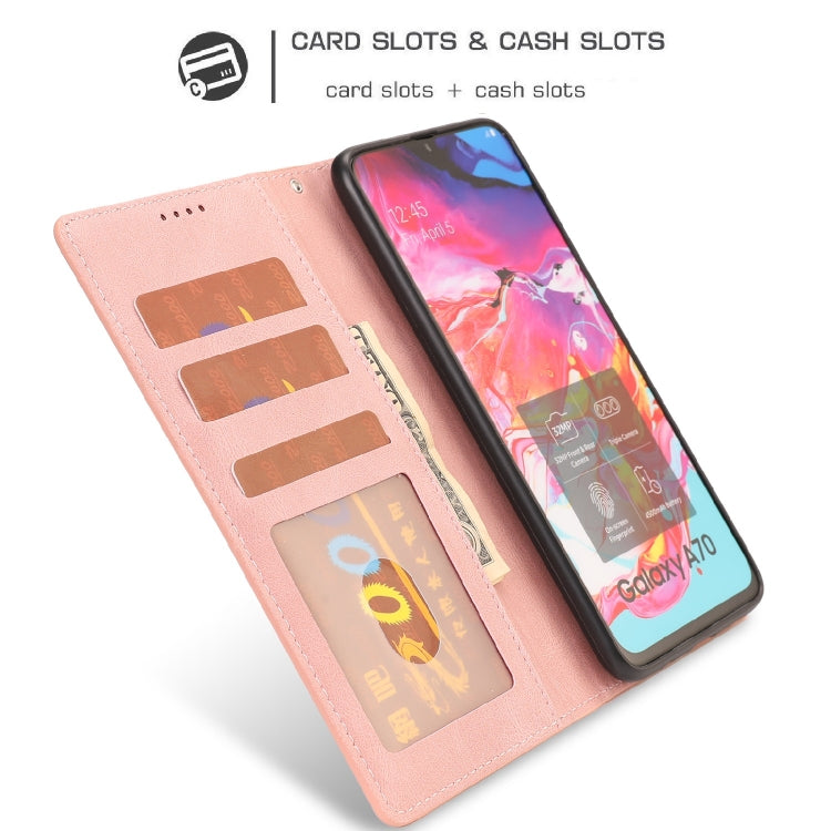 For Samsung Galaxy A70 Fantasy Classic Skin-feel Calfskin Texture Magnetic Buckle Horizontal Flip PU Leather Case with Holder & Card Slot & Wallet