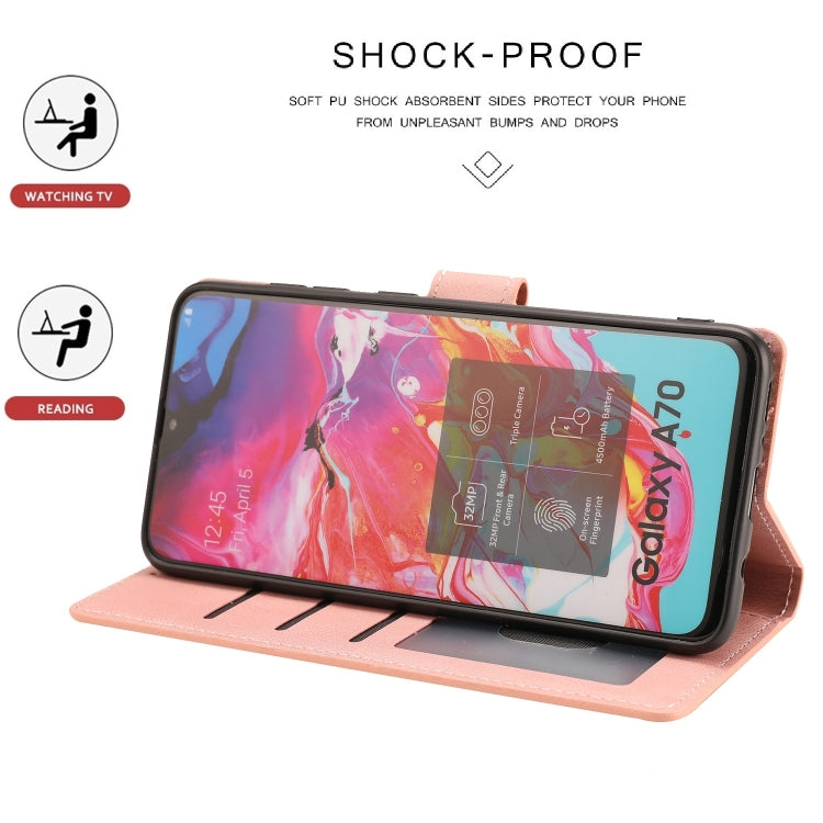 For Samsung Galaxy A70 Fantasy Classic Skin-feel Calfskin Texture Magnetic Buckle Horizontal Flip PU Leather Case with Holder & Card Slot & Wallet