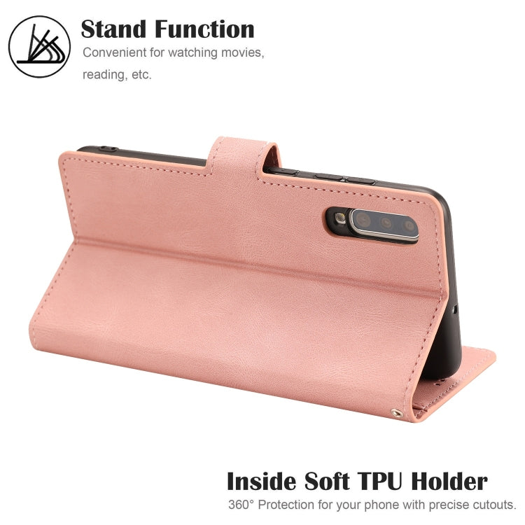 For Samsung Galaxy A70 Fantasy Classic Skin-feel Calfskin Texture Magnetic Buckle Horizontal Flip PU Leather Case with Holder & Card Slot & Wallet