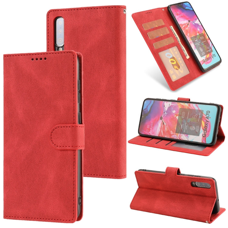 For Samsung Galaxy A70 Fantasy Classic Skin-feel Calfskin Texture Magnetic Buckle Horizontal Flip PU Leather Case with Holder & Card Slot & Wallet