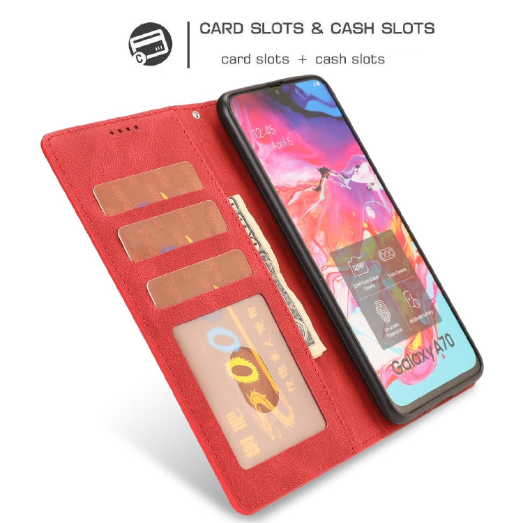 For Samsung Galaxy A70 Fantasy Classic Skin-feel Calfskin Texture Magnetic Buckle Horizontal Flip PU Leather Case with Holder & Card Slot & Wallet