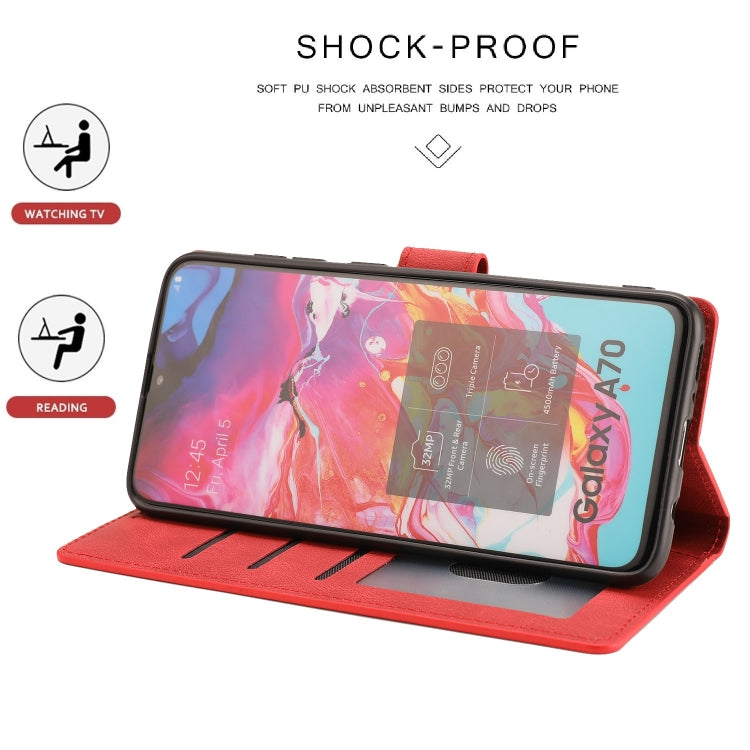 For Samsung Galaxy A70 Fantasy Classic Skin-feel Calfskin Texture Magnetic Buckle Horizontal Flip PU Leather Case with Holder & Card Slot & Wallet