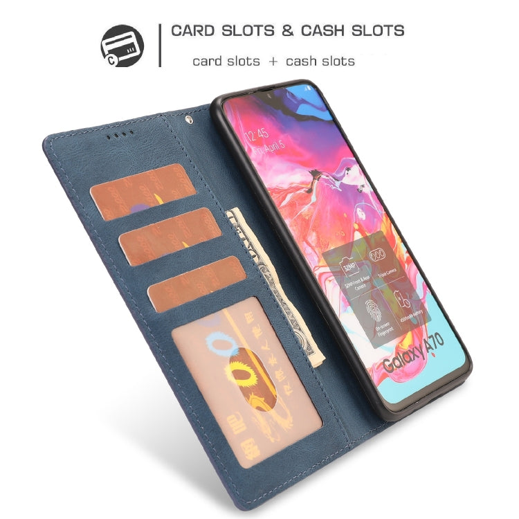 For Samsung Galaxy A70 Fantasy Classic Skin-feel Calfskin Texture Magnetic Buckle Horizontal Flip PU Leather Case with Holder & Card Slot & Wallet