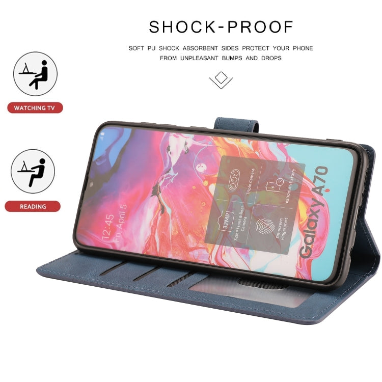 For Samsung Galaxy A70 Fantasy Classic Skin-feel Calfskin Texture Magnetic Buckle Horizontal Flip PU Leather Case with Holder & Card Slot & Wallet