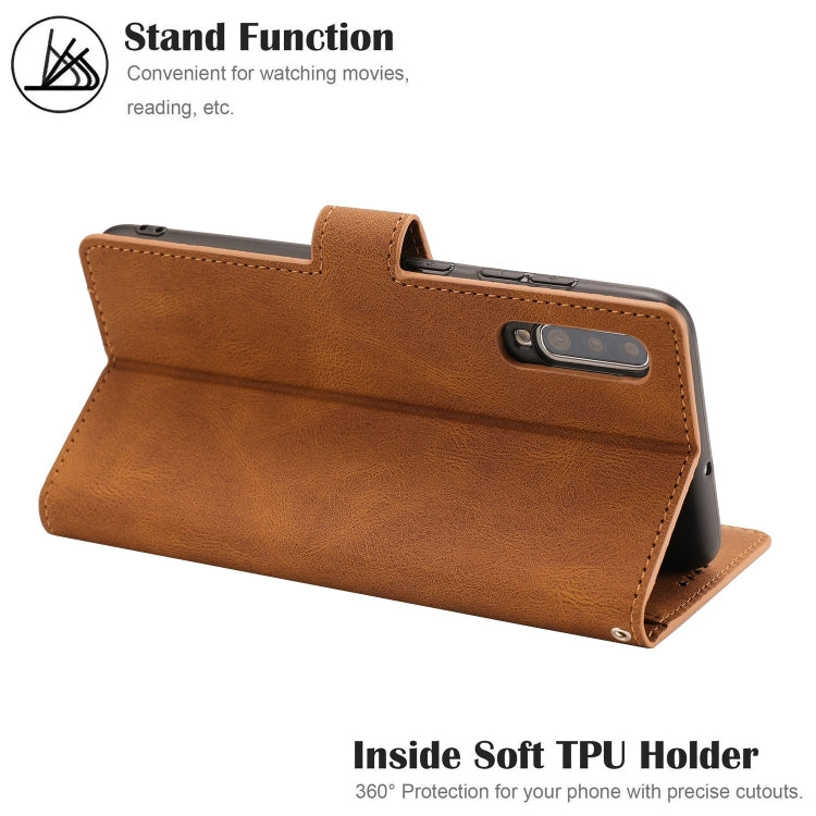 For Samsung Galaxy A70 Fantasy Classic Skin-feel Calfskin Texture Magnetic Buckle Horizontal Flip PU Leather Case with Holder & Card Slot & Wallet