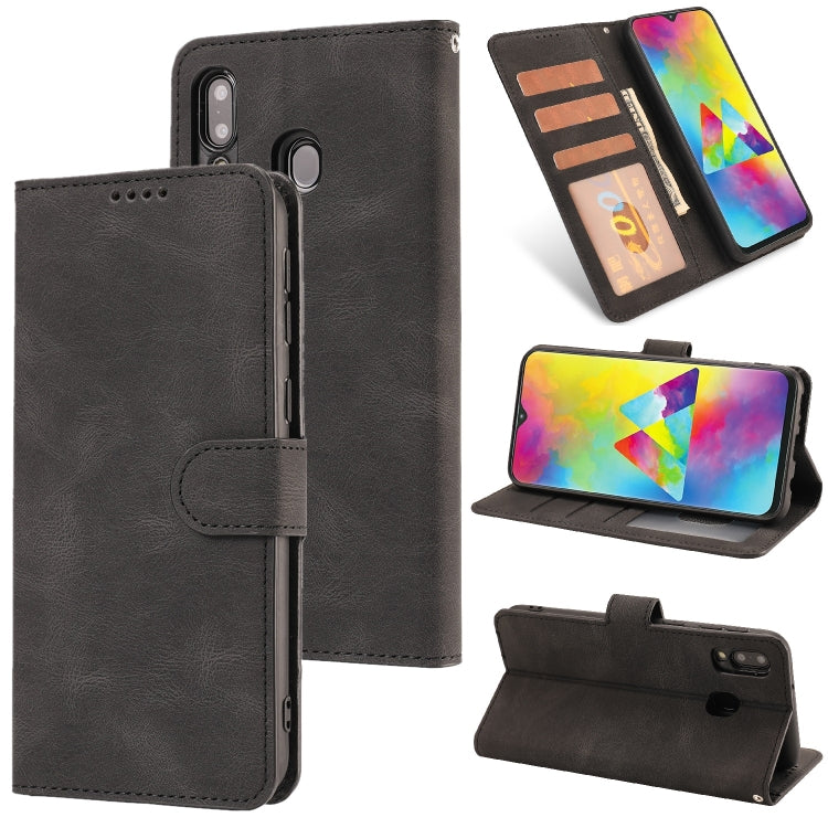 For Samsung Galaxy M20 Fantasy Classic Skin-feel Calfskin Texture Magnetic Buckle Horizontal Flip PU Leather Case with Holder & Card Slot & Wallet