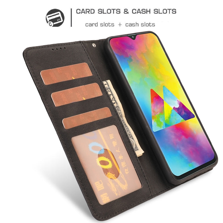 For Samsung Galaxy M20 Fantasy Classic Skin-feel Calfskin Texture Magnetic Buckle Horizontal Flip PU Leather Case with Holder & Card Slot & Wallet