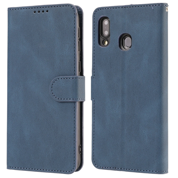 For Samsung Galaxy M20 Fantasy Classic Skin-feel Calfskin Texture Magnetic Buckle Horizontal Flip PU Leather Case with Holder & Card Slot & Wallet