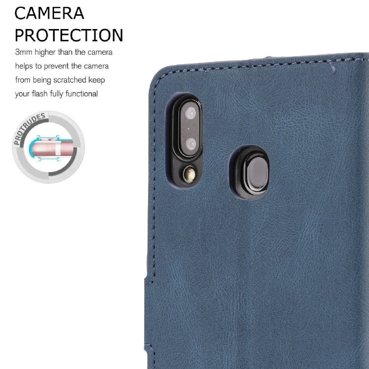 For Samsung Galaxy M20 Fantasy Classic Skin-feel Calfskin Texture Magnetic Buckle Horizontal Flip PU Leather Case with Holder & Card Slot & Wallet