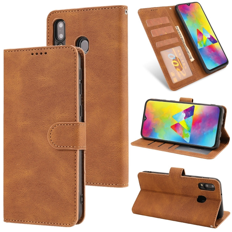 For Samsung Galaxy M20 Fantasy Classic Skin-feel Calfskin Texture Magnetic Buckle Horizontal Flip PU Leather Case with Holder & Card Slot & Wallet