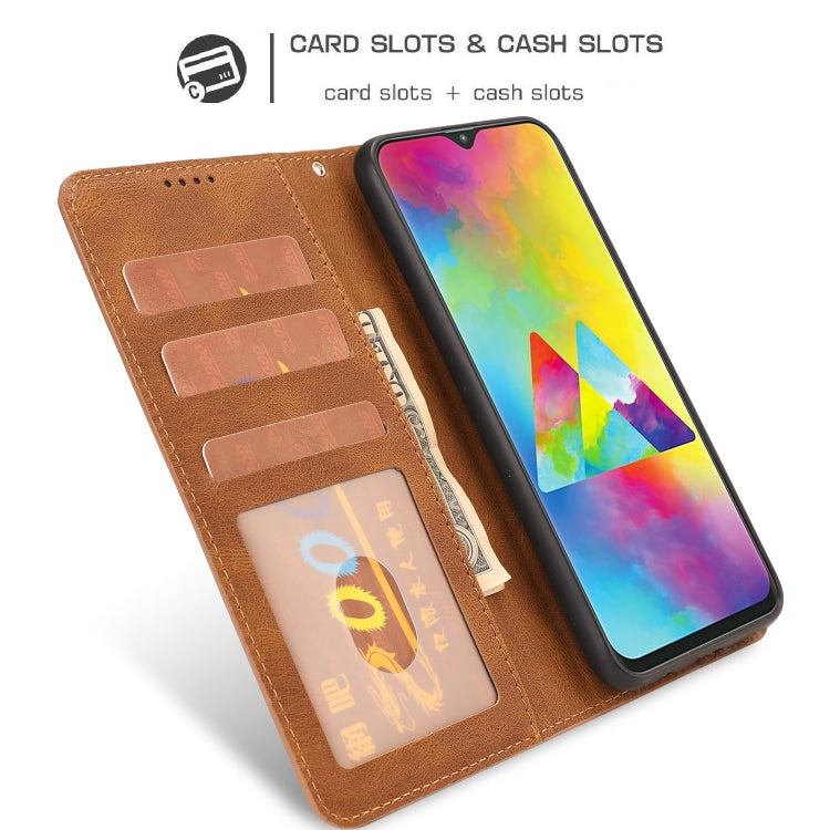 For Samsung Galaxy M20 Fantasy Classic Skin-feel Calfskin Texture Magnetic Buckle Horizontal Flip PU Leather Case with Holder & Card Slot & Wallet