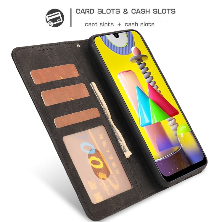 For Samsung Galaxy M31 Fantasy Classic Skin-feel Calfskin Texture Magnetic Buckle Horizontal Flip PU Leather Case with Holder & Card Slot & Wallet