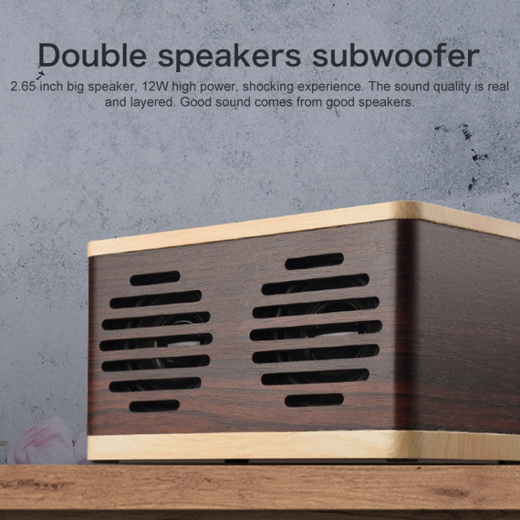 D70 QI Standard Subwoofer Wooden Bluetooth 4.2 Speaker, Support TF Card & 3.5mm AUX Yellow