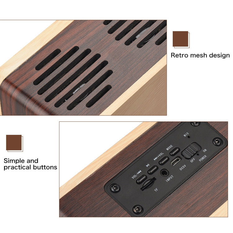 D70 QI Standard Subwoofer Wooden Bluetooth 4.2 Speaker, Support TF Card & 3.5mm AUX Yellow