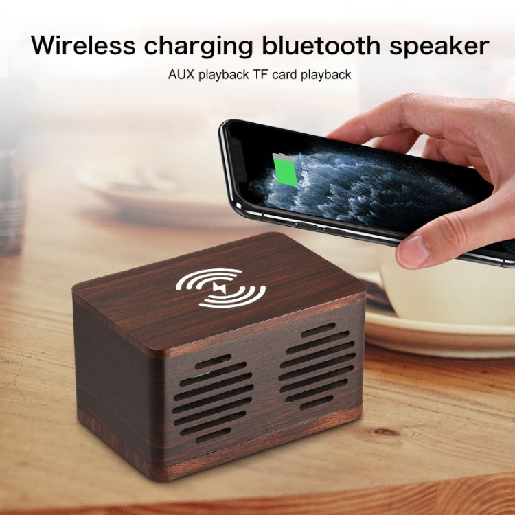 D70 QI Standard Subwoofer Wooden Bluetooth 4.2 Speaker, Support TF Card & 3.5mm AUX Yellow