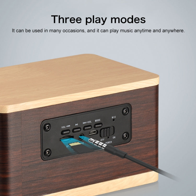 D70 QI Standard Subwoofer Wooden Bluetooth 4.2 Speaker, Support TF Card & 3.5mm AUX Yellow