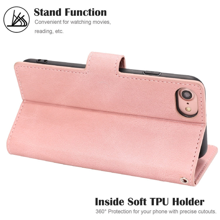 For iPhone SE 2022 / SE 2020 / 8 / 7 Fantasy Classic Skin-feel Calfskin Texture Magnetic Buckle Horizontal Flip PU Leather Case with Holder & Card Slot & Wallet