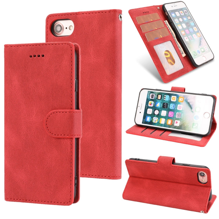 For iPhone SE 2022 / SE 2020 / 8 / 7 Fantasy Classic Skin-feel Calfskin Texture Magnetic Buckle Horizontal Flip PU Leather Case with Holder & Card Slot & Wallet
