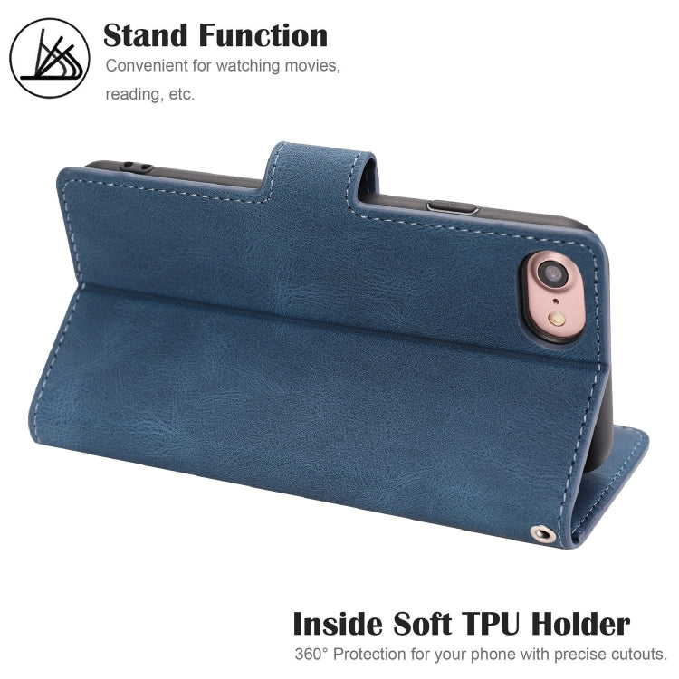 For iPhone SE 2022 / SE 2020 / 8 / 7 Fantasy Classic Skin-feel Calfskin Texture Magnetic Buckle Horizontal Flip PU Leather Case with Holder & Card Slot & Wallet