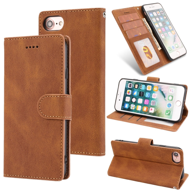For iPhone SE 2022 / SE 2020 / 8 / 7 Fantasy Classic Skin-feel Calfskin Texture Magnetic Buckle Horizontal Flip PU Leather Case with Holder & Card Slot & Wallet