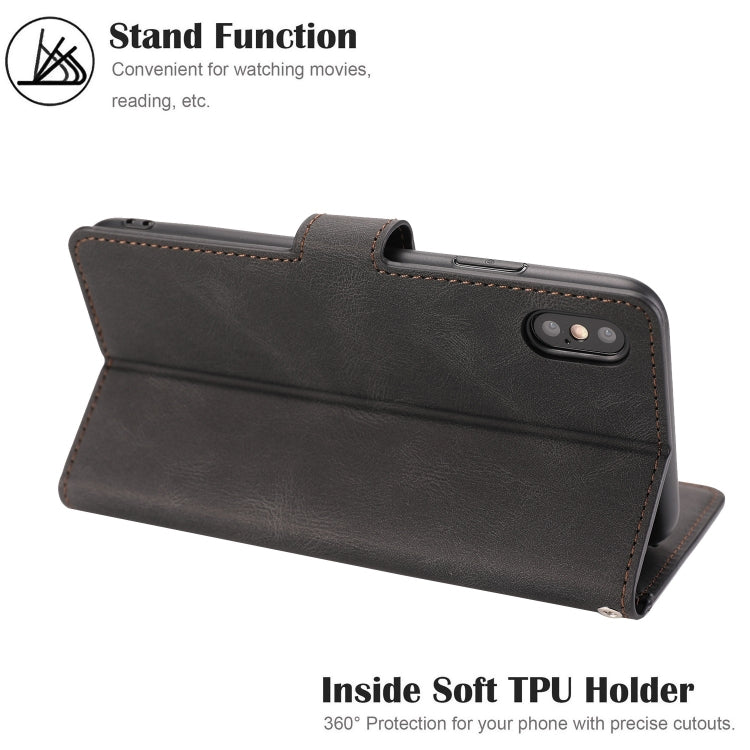 For iPhone X / XS Fantasy Classic Skin-feel Calfskin Texture Magnetic Buckle Horizontal Flip PU Leather Case with Holder & Card Slot & Wallet