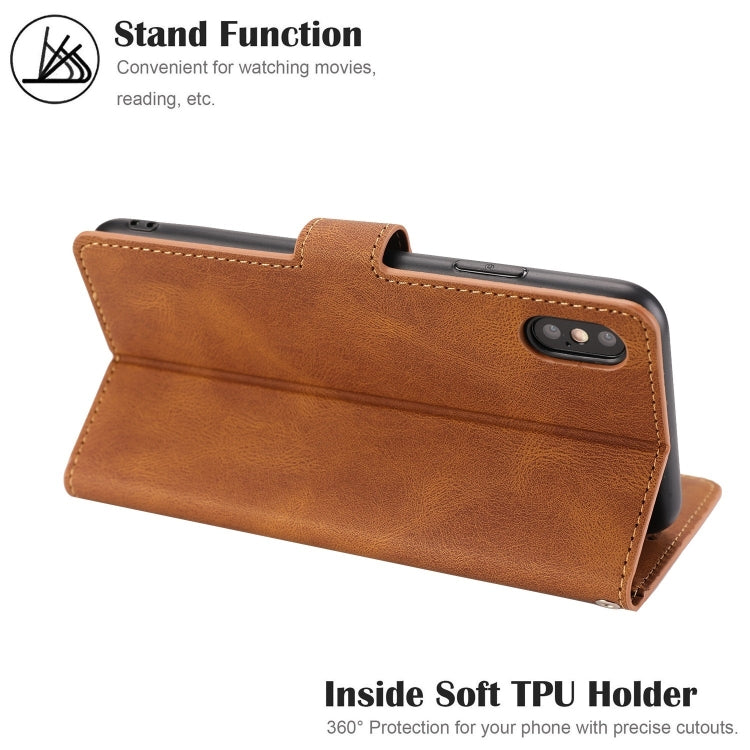For iPhone X / XS Fantasy Classic Skin-feel Calfskin Texture Magnetic Buckle Horizontal Flip PU Leather Case with Holder & Card Slot & Wallet