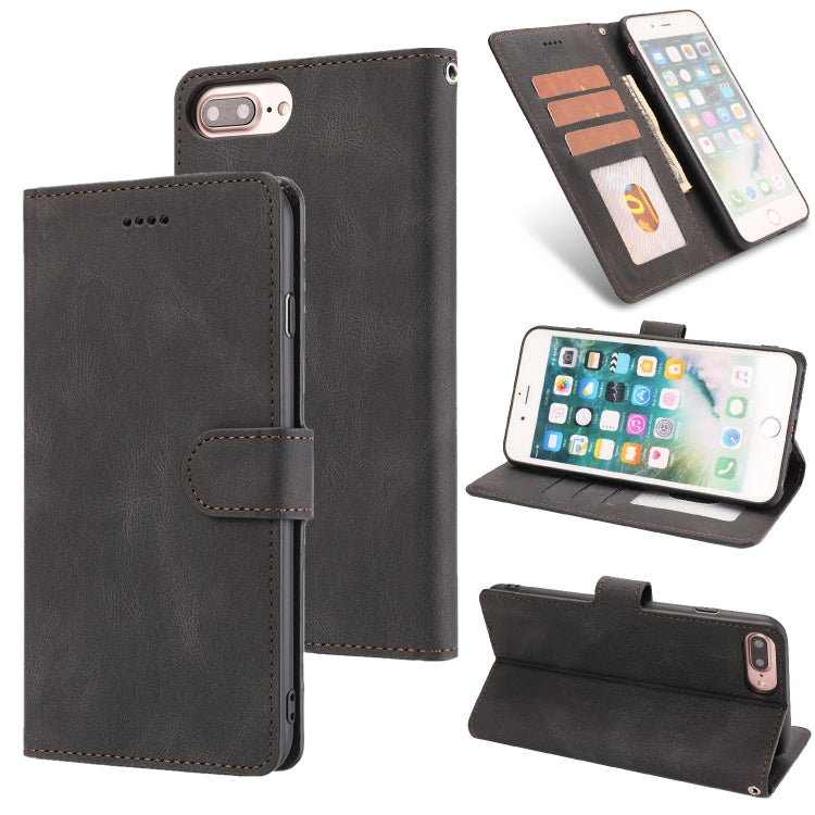 Fantasy Classic Skin-feel Calfskin Texture Magnetic Buckle Horizontal Flip PU Leather Case with Holder & Card Slot & Wallet For iPhone 8 Plus / 7 Plus
