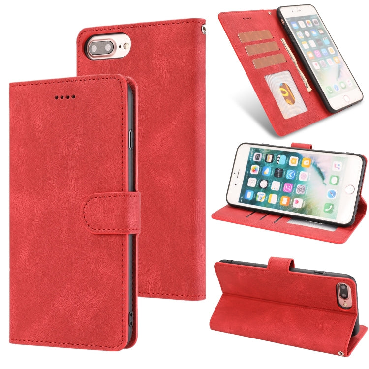 Fantasy Classic Skin-feel Calfskin Texture Magnetic Buckle Horizontal Flip PU Leather Case with Holder & Card Slot & Wallet For iPhone 8 Plus / 7 Plus