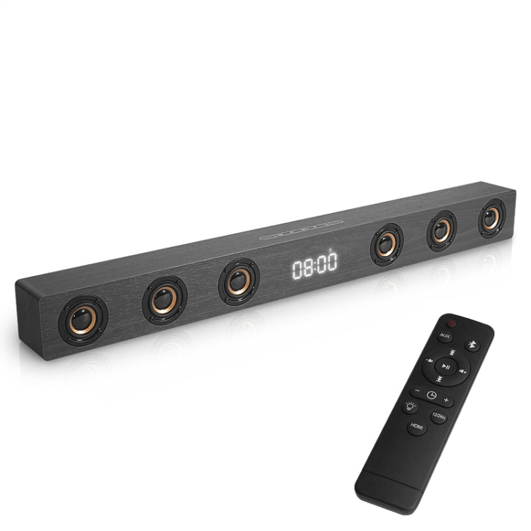 D80 Subwoofer Wooden Bluetooth Speaker with Remote Control, Support HDMI & AUX(Black Wood Grain)