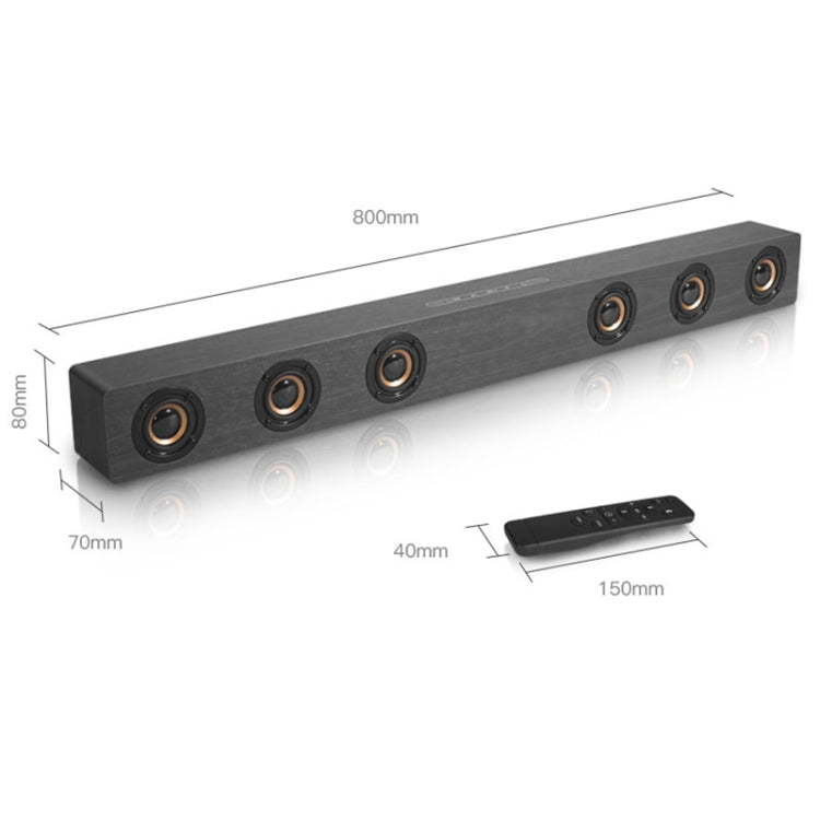 D80 Subwoofer Wooden Bluetooth Speaker with Remote Control, Support HDMI & AUX(Black Wood Grain)
