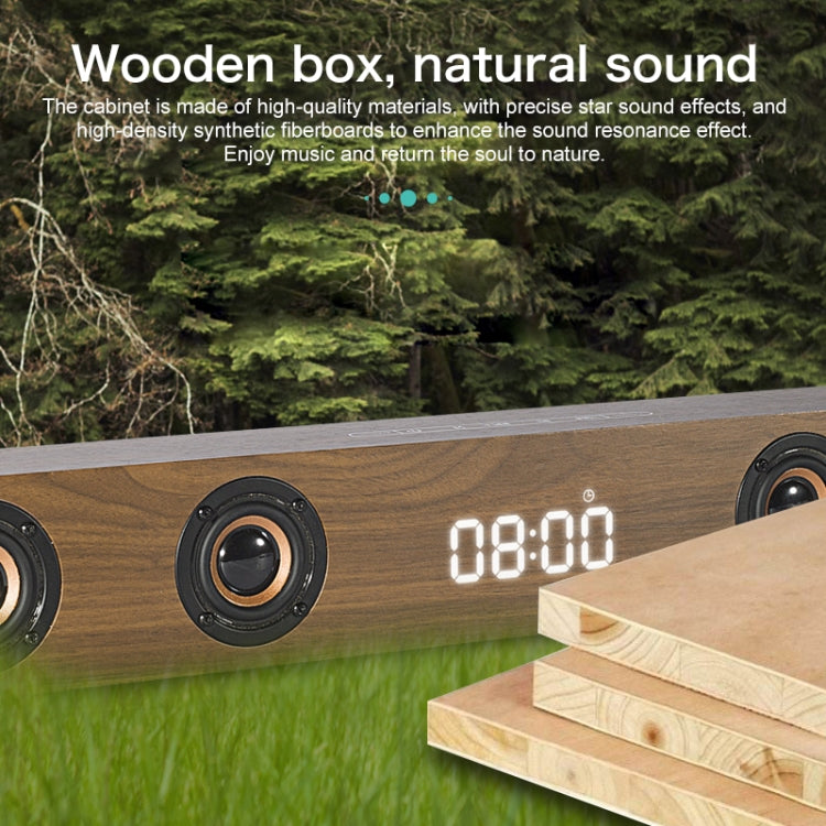 D80 Subwoofer Wooden Bluetooth Speaker with Remote Control, Support HDMI & AUX(Black Wood Grain)