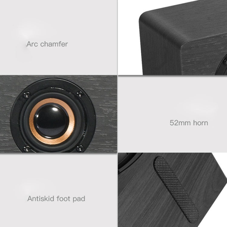 D80 Subwoofer Wooden Bluetooth Speaker with Remote Control, Support HDMI & AUX(Black Wood Grain)