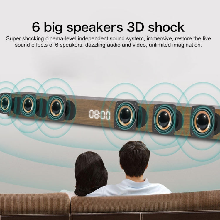 D80 Subwoofer Wooden Bluetooth Speaker with Remote Control, Support HDMI & AUX(Black Wood Grain)